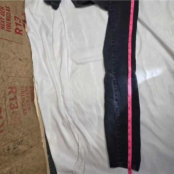 RETROFETE‎ black denim puff sleeve Kiara utility jumpsuit XS